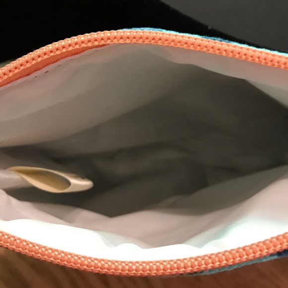 NWT L.I.B Blue Tropical & Floral Cosmetic Bag - Picture 7 of 11